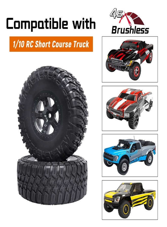 إطارات وعجلات GoHobby 4.72 بوصة 120 مم RC Short Course مقاس 12 مم سداسي لسيارات Traxxas Slash 2WD و Slash 4x4 و Losi SCT و Redcat Blackout SC بمقياس 1/10، مجموعة من 4 قطع (النوع 2) - Image 2